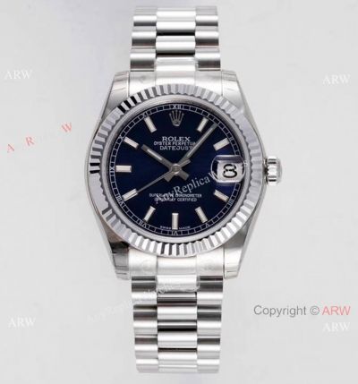 Swiss Clone Rolex Datejust Presidential 31mm Watch SS Blue Dial